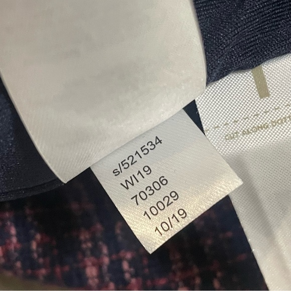 Loft V Neck Short Puffed Sleeve Tweed Career Dress Pink Purple Blue Sz 10 NWT - Picture 9 of 9